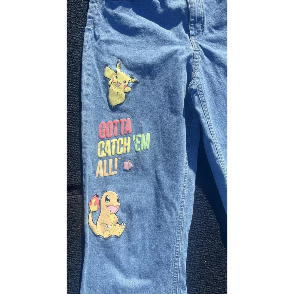 Pokemon Jeans Youth 14 Blue Denim Graphic Pikachu‎ Charmander Squirtle Bulbasaur